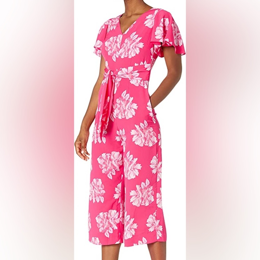 NWT Tahari Hot Pink Floral Jumpsuit
